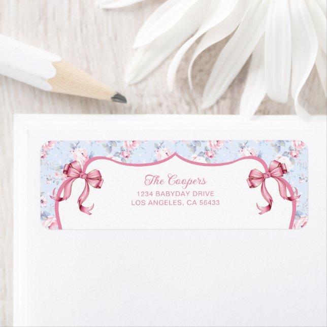 Shabby Chic Rose Bows Adresse de retour (En situation)