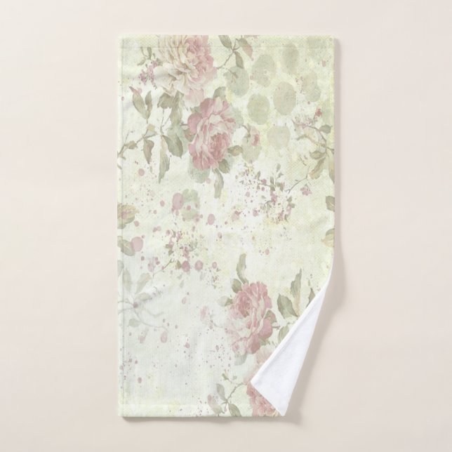 Shabby Chic Rose Floral (Serviette à main)