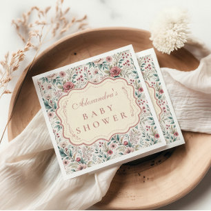 Shabby Chic Rose Garden Baby Shower Napkin