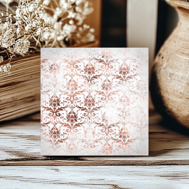Shabby Chic Rose Gold Damask Tile (Creator Uploaded)