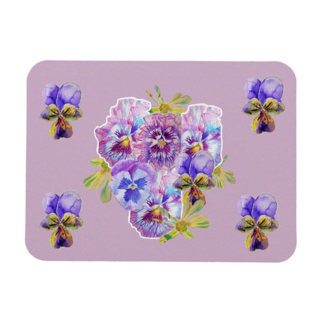 Shabby Chic rose Pansement Floral Lilac art Magnet (Horizontal)