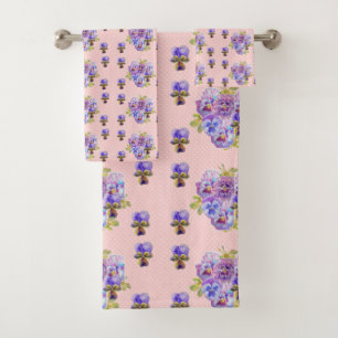 Shabby Chic rose Pot Fleurs Florales Serviette Ens