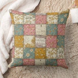 Shabby Chic Rose Quilt Pattern Throw Pillow