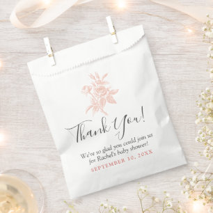 Shabby Chic Rose Thank You Custom Baby Shower Favour Bag
