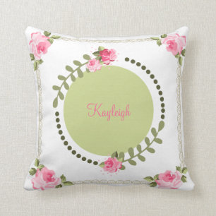 Shabby Chic Rose Throw Pillow