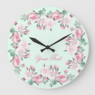 Shabby chic rose wall clock Personalized