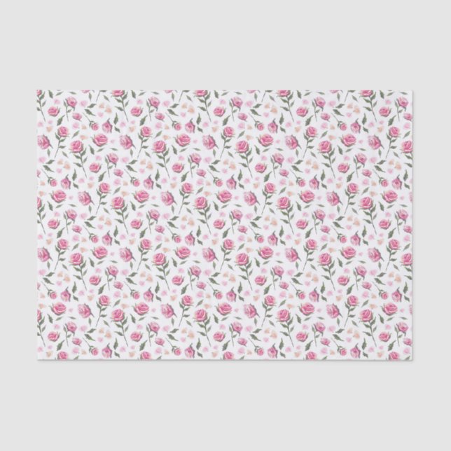 Shabby Chic Roses Feminine Pretty Tissue Paper (Front)