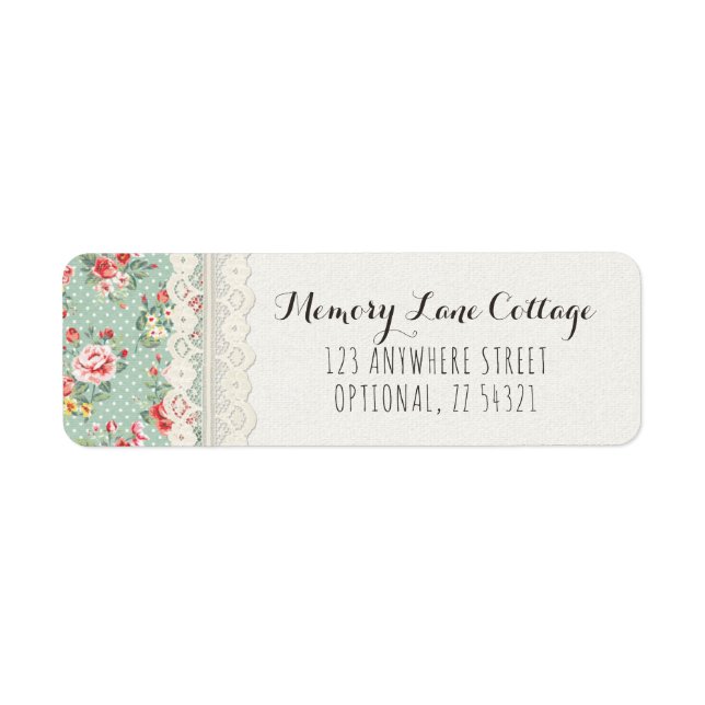 Shabby Chic Roses, Lace & Burlap Adresse de retour (Devant)