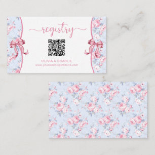 Shabby Chic Roses Pink Bow Wedding Registry Enclosure Card