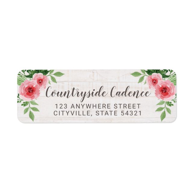 Shabby Chic Roses sur Rustic Wood Adresse de retou (Devant)