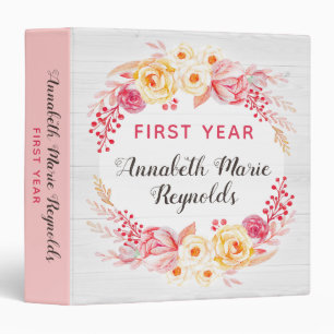 Shabby Chic Rustic Baby Girl First Year Scrapbook Binder