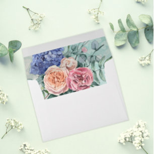 Shabby Chic Rustic Roses and Hydrangea Wedding Envelope