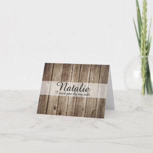 Shabby Chic Rustic Vintage Wood Bridesmaid Request Invitation