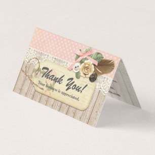 Shabby Chic Rustic Wood, Vintage Lace Thank You