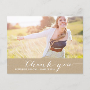 Shabby Chic Script Graduation Thank You Postcard
