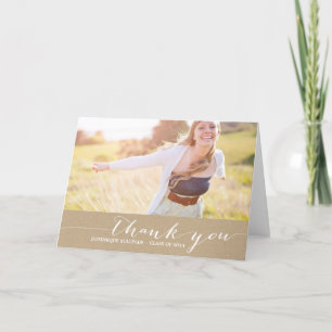 Shabby Chic Script Photo Graduation Thank You Card