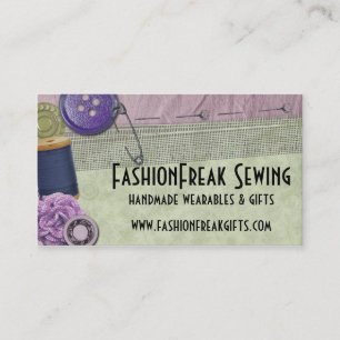 Shabby chic sewing notions buttons seamstress business card
