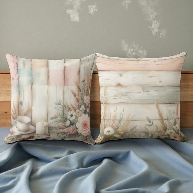 Shabby Chic Soft Pastel Colours Double Sided Throw Pillow (Creator Uploaded)