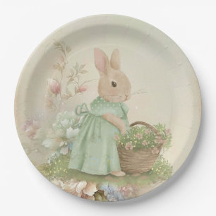Shabby Chic Spring Rabbit Paper Plate