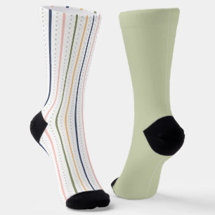 Shabby Chic Stripl Pastel Green Odd mismatch Socks