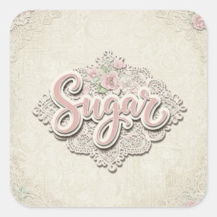 Shabby Chic. Sugar, by Natasha Us Square Sticker