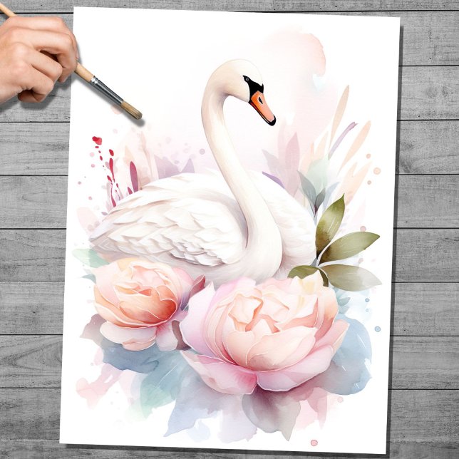 Shabby Chic Swan 1 Decoupage Paper (Creator Uploaded)