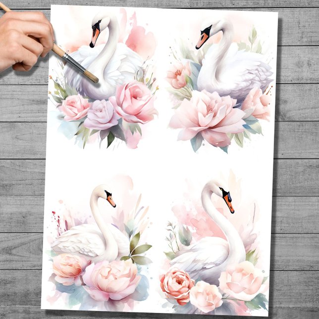 Shabby Chic Swan Collage 1 Decoupage Paper (Creator Uploaded)