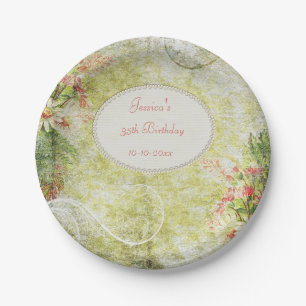 Shabby Chic Sweet 35th Birthday & Wildflowers Paper Plate
