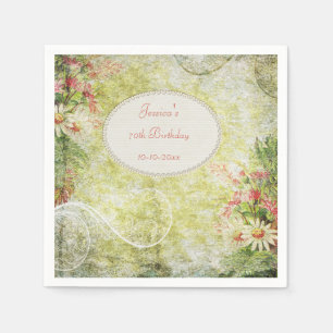 Shabby Chic Sweet 70th Birthday & Wildflowers Napkin