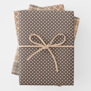 Shabby Chic Tan Beige Taupe Brown Plaid Pattern Wrapping Paper Sheet
