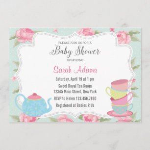 Shabby Chic Tea Party Baby Shower Invitation
