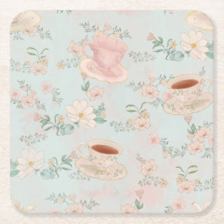 Shabby Chic Tea Party Square Paper Coaster