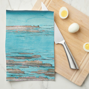 shabby chic turquoise wood texture kitchen towel