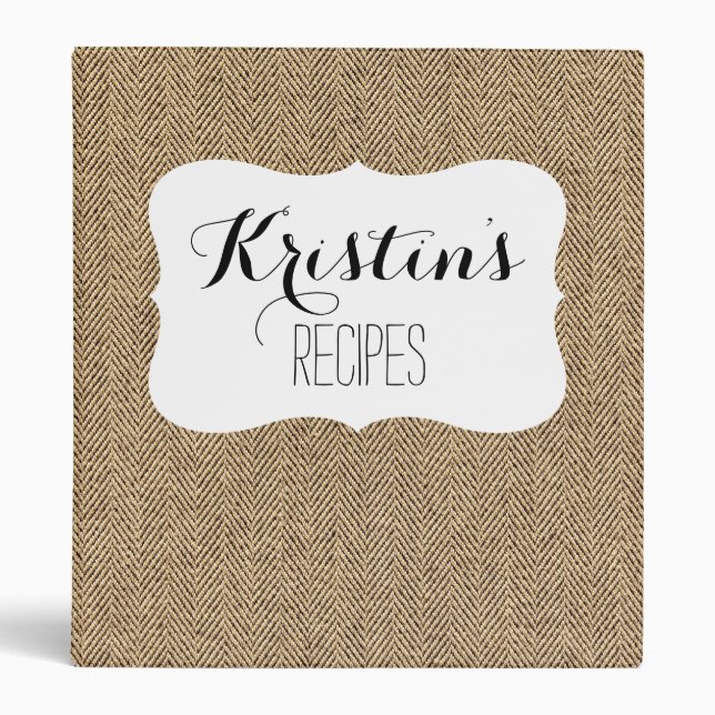 Shabby Chic Tweed Rustic Burlap Fabric Texture Binder (Front)