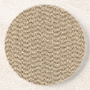 Shabby Chic Tweed Rustic Burlap Fabric Texture Coaster