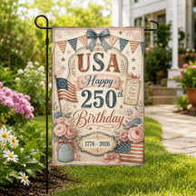 Shabby Chic USA 250th Birthday Patriotic Yard Flag