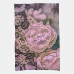 Shabby chic Victorian garden Bohemian pink Rose Kitchen Towel