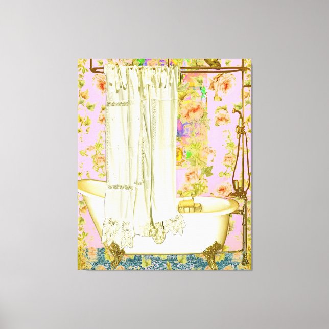Shabby Chic Victorian Tub  Brass Fixtures Canvas Print (Front)