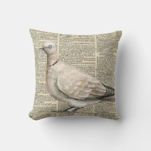 Shabby chic vintage dictionary Pigeon Throw Pillow