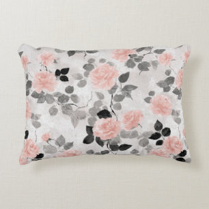 Shabby Chic Vintage Floral Pink Roses Elegant Accent Pillow