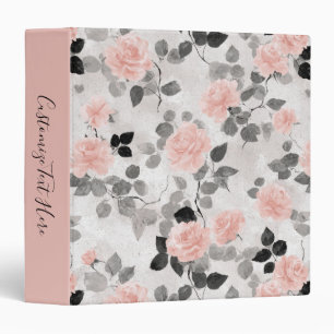 Shabby Chic Vintage Floral Pink Roses Personalize Binder