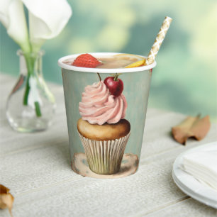 Shabby Chic Vintage French Country Pink Cupcake Paper Cups