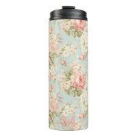 Shabby Chic Vintage Pink Roses Floral Monogram