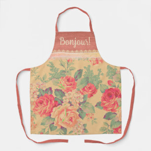 Shabby Chic Vintage Rose Bonjour Apron