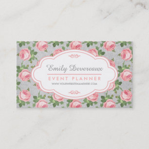 Shabby & Chic Vintage Rose Floral Personalized Business Card