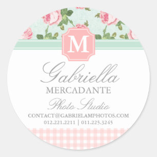Shabby & Chic Vintage Rose Floral Personalized Classic Round Sticker