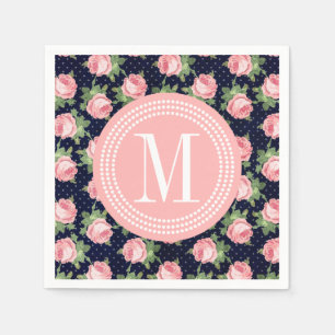 Shabby & Chic Vintage Roses Floral Personalized Napkin