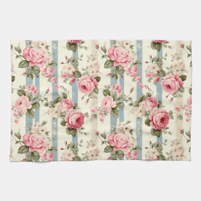 Shabby Chic Vintage Roses Kitchen Towel (Horizontal)