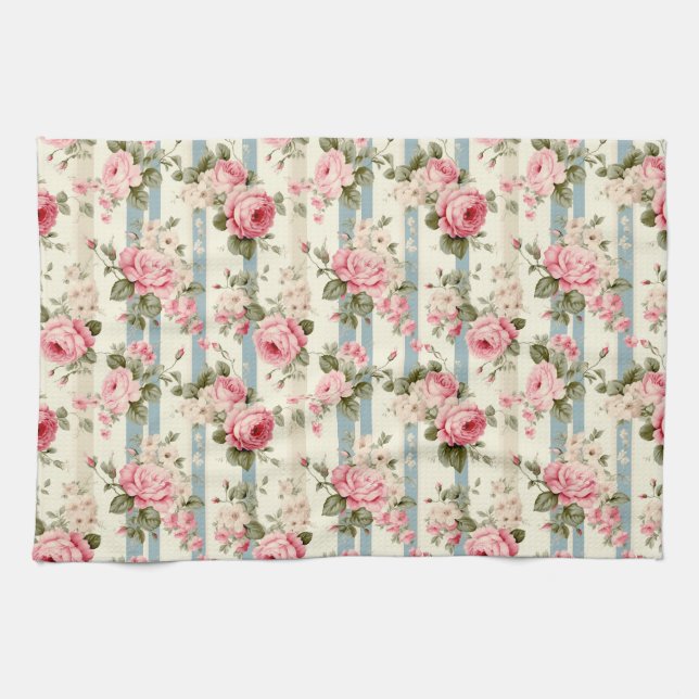 Shabby Chic Vintage Roses Kitchen Towel (Horizontal)