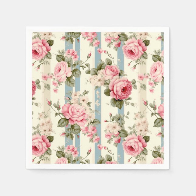 Shabby Chic Vintage Roses Napkin (Front)